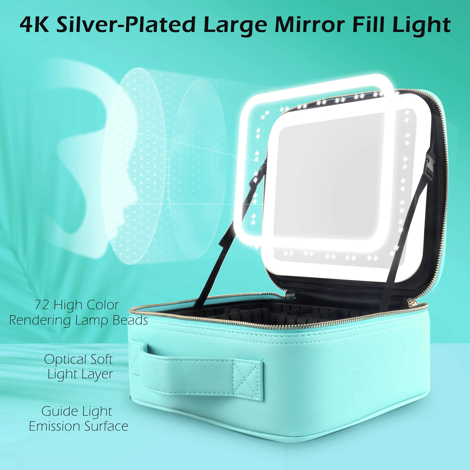 Women’s Makeup Organizers Storage Box Bags Small Travel Beauty Tool Smart Led Light Mirror Cosmetic Case