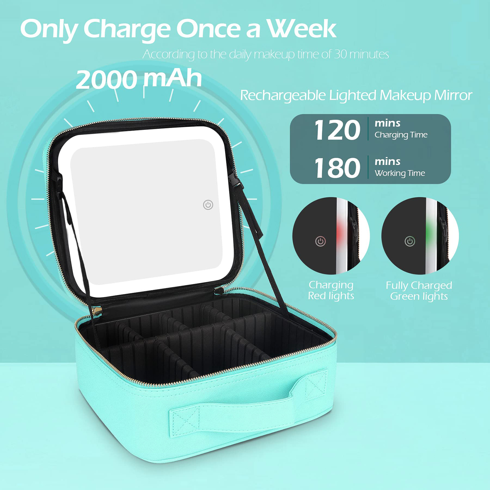 Women’s Makeup Organizers Storage Box Bags Small Travel Beauty Tool Smart Led Light Mirror Cosmetic Case