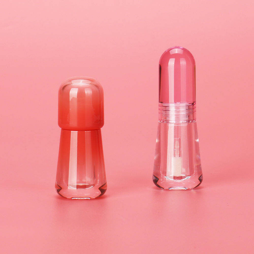 Gradient Color Clear Liquid Lipstick Container Unique Bulb Shape Transparent Lip Gloss Tube