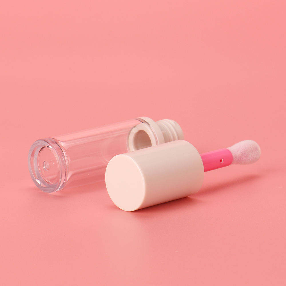 Custom Color Recyclable Lip Gloss Containers Big Wand Round Lip Gloss Tube With Pink Applicator