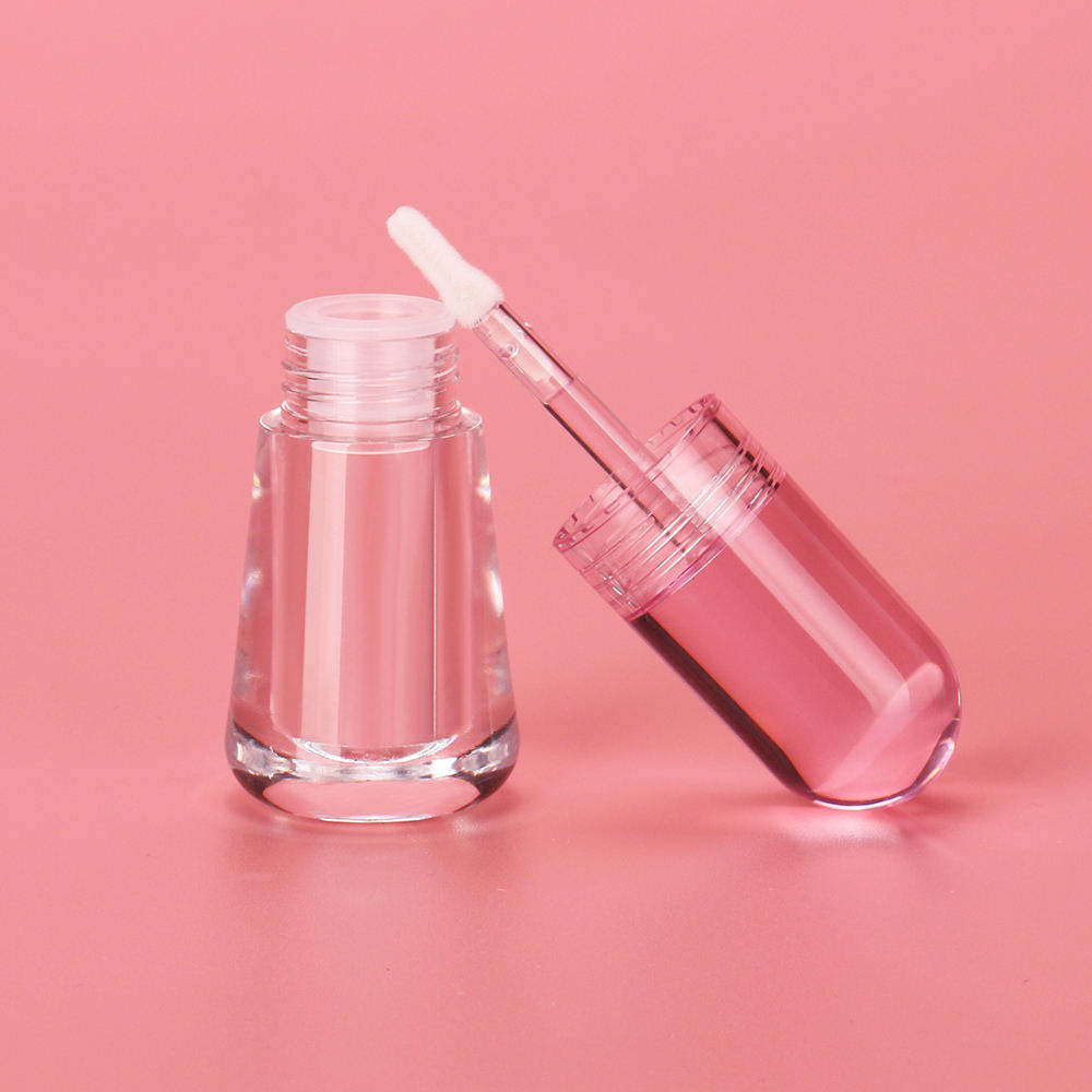 Gradient Color Clear Liquid Lipstick Container Unique Bulb Shape Transparent Lip Gloss Tube
