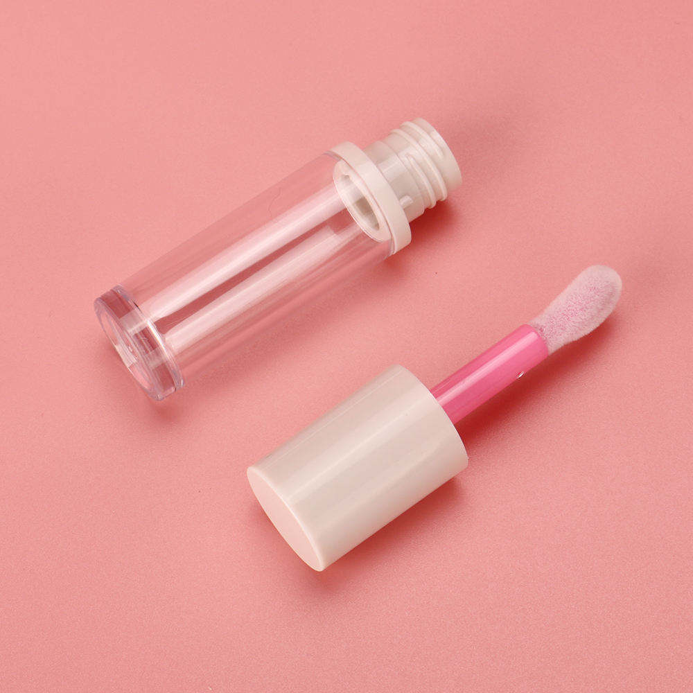 Custom Color Recyclable Lip Gloss Containers Big Wand Round Lip Gloss Tube With Pink Applicator