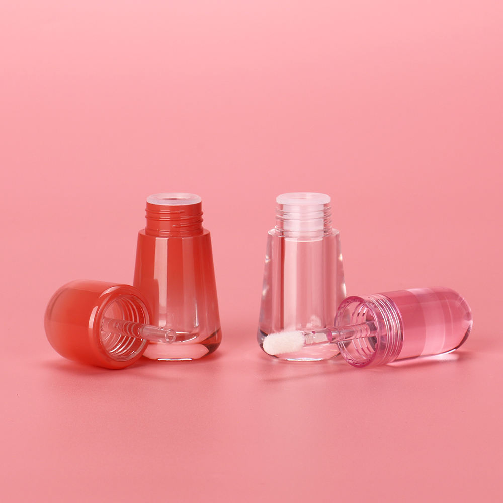 Gradient Color Clear Liquid Lipstick Container Unique Bulb Shape Transparent Lip Gloss Tube