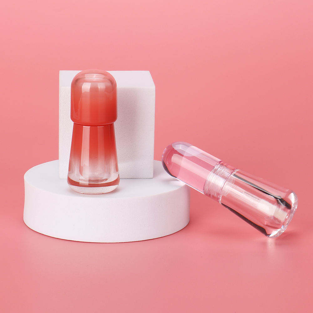 Gradient Color Clear Liquid Lipstick Container Unique Bulb Shape Transparent Lip Gloss Tube