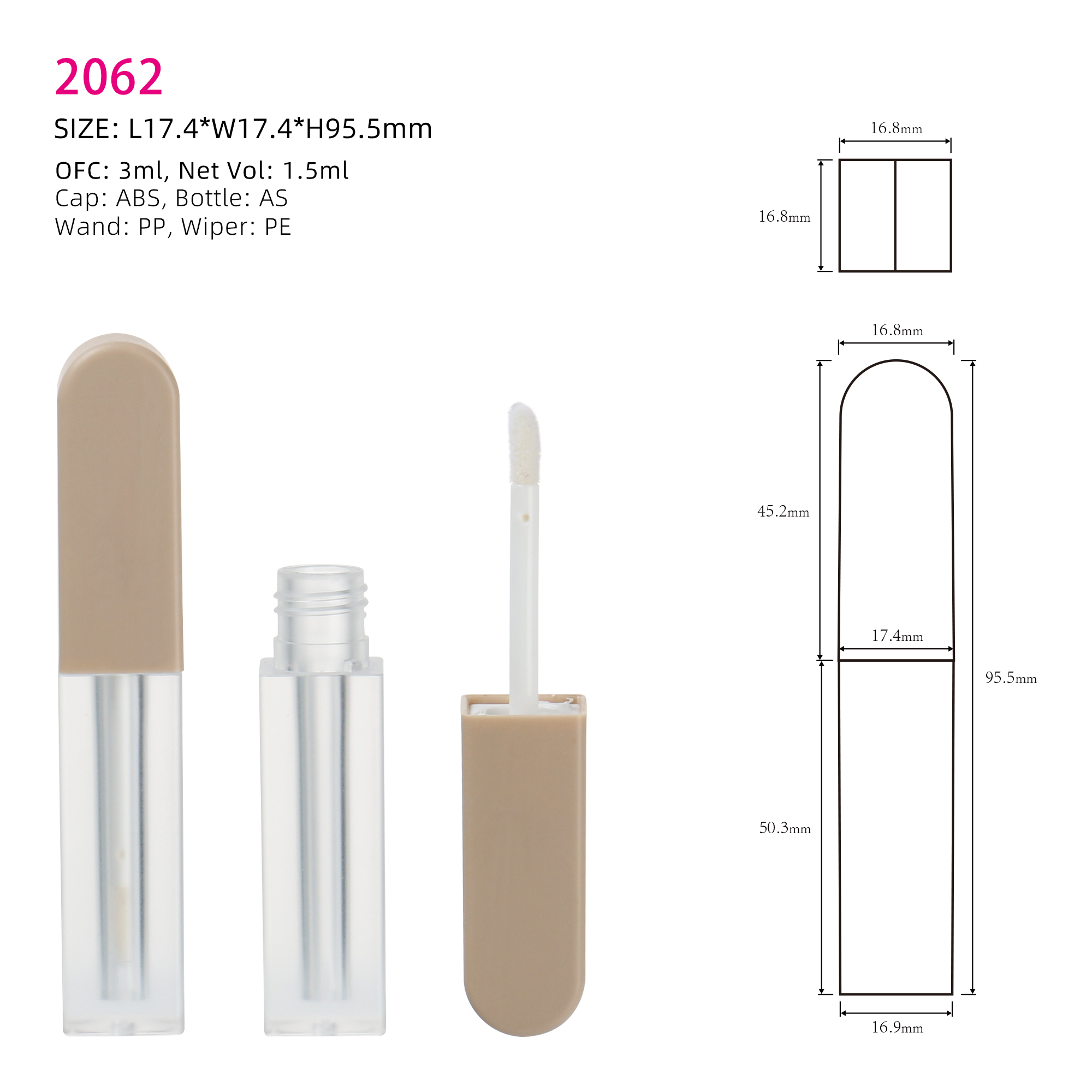 3ML unique lipgloss tubes lip matte bottle with metal tip applicator recyclable lip container lipgloss label for bottles