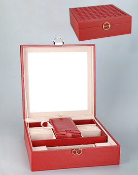 Necklace Earrings Rings Watch Organizer Case Double Layer Luxury Pu Leather Travel Jewelry Boxes With Mirror
