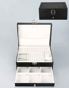 PU Leather Large Capacity Jewelry Organizer Double Layers Lockable Jewelry Box For Ring Earring Necklace