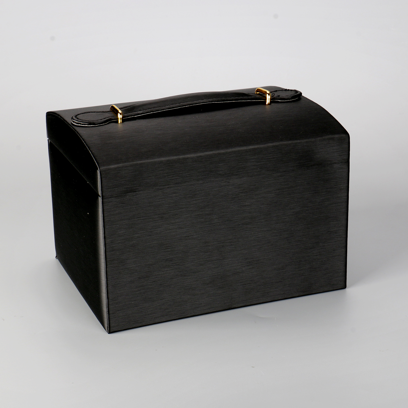 Earring Ring Necklace Storage 3 Layer Portable Travel Black PU Jewelry Organizer Box With Mirror & Lock