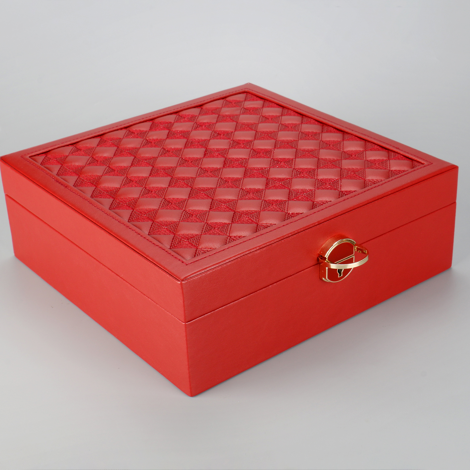 Necklace Earrings Rings Watch Organizer Case Double Layer Luxury Pu Leather Travel Jewelry Boxes With Mirror