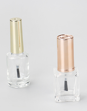 Transparent Luxury Empty 10ml 12ml Electroplating Gold Color Cap Rectangular Glass UV Gel Nail Polish Bottle