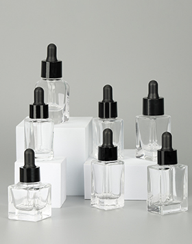 15ml 20ml Thick Bottom Transparent Square Essential Oil Glass Dropper Bottle With Black Lid