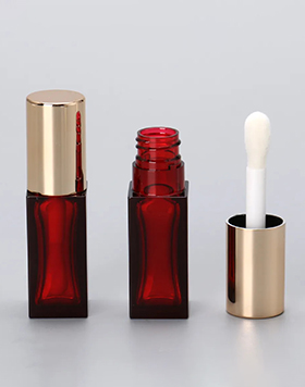 Gold Round Cap Square Transparent Lipgloss Tube Fat Wand Big Doe Foot 8ml Lip Gloss Tubes