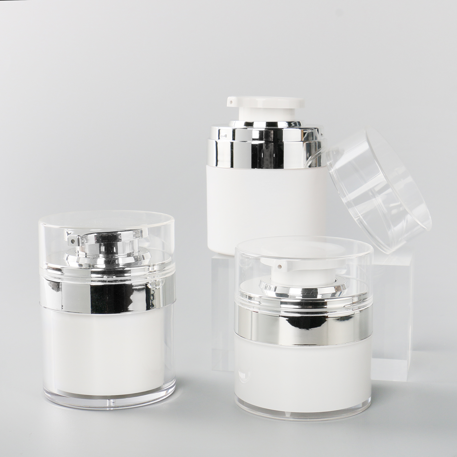 30ml 50ml Empty Plastic Airless Pump Cream Jar AS Airless Bottle for Cosmetic Skincare Packaging