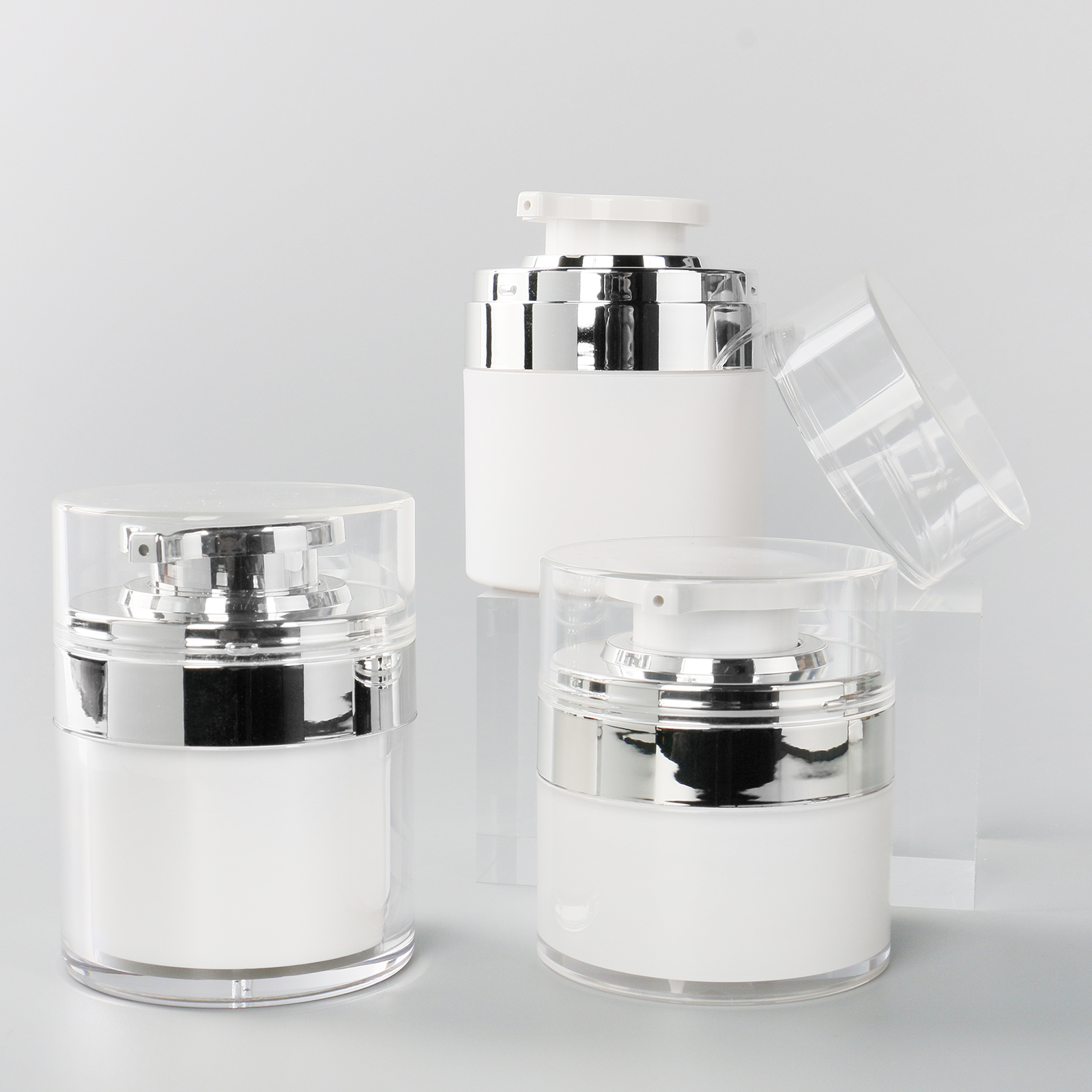 30ml 50ml Empty Plastic Airless Pump Cream Jar AS Airless Bottle for Cosmetic Skincare Packaging