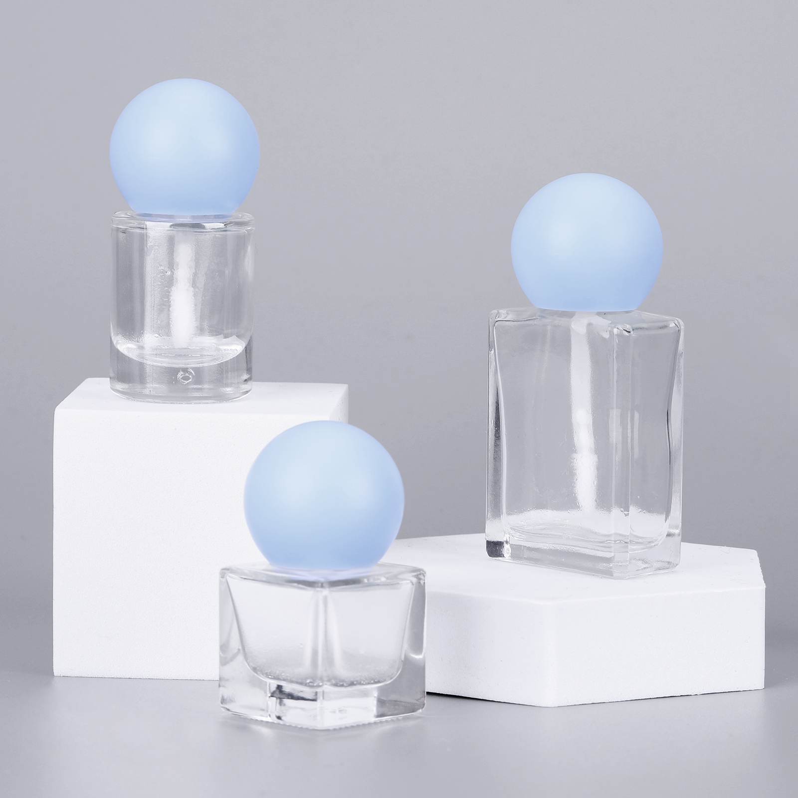 Glass Makeup Container Cylinder Square Empty Glass Concealer Nail Polish Lip Gloss Bottle With Ball Cap
