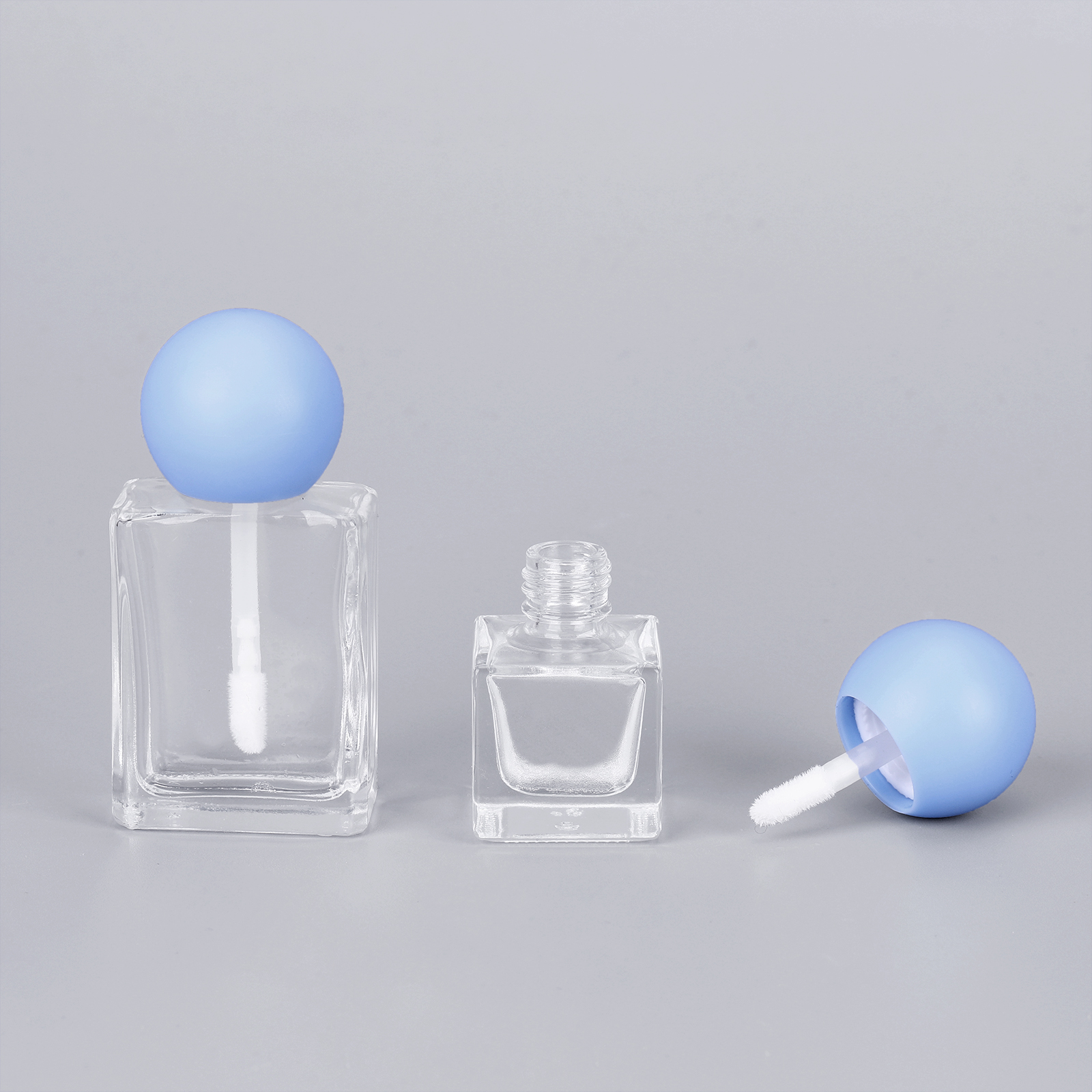 Glass Makeup Container Cylinder Square Empty Glass Concealer Nail Polish Lip Gloss Bottle With Ball Cap