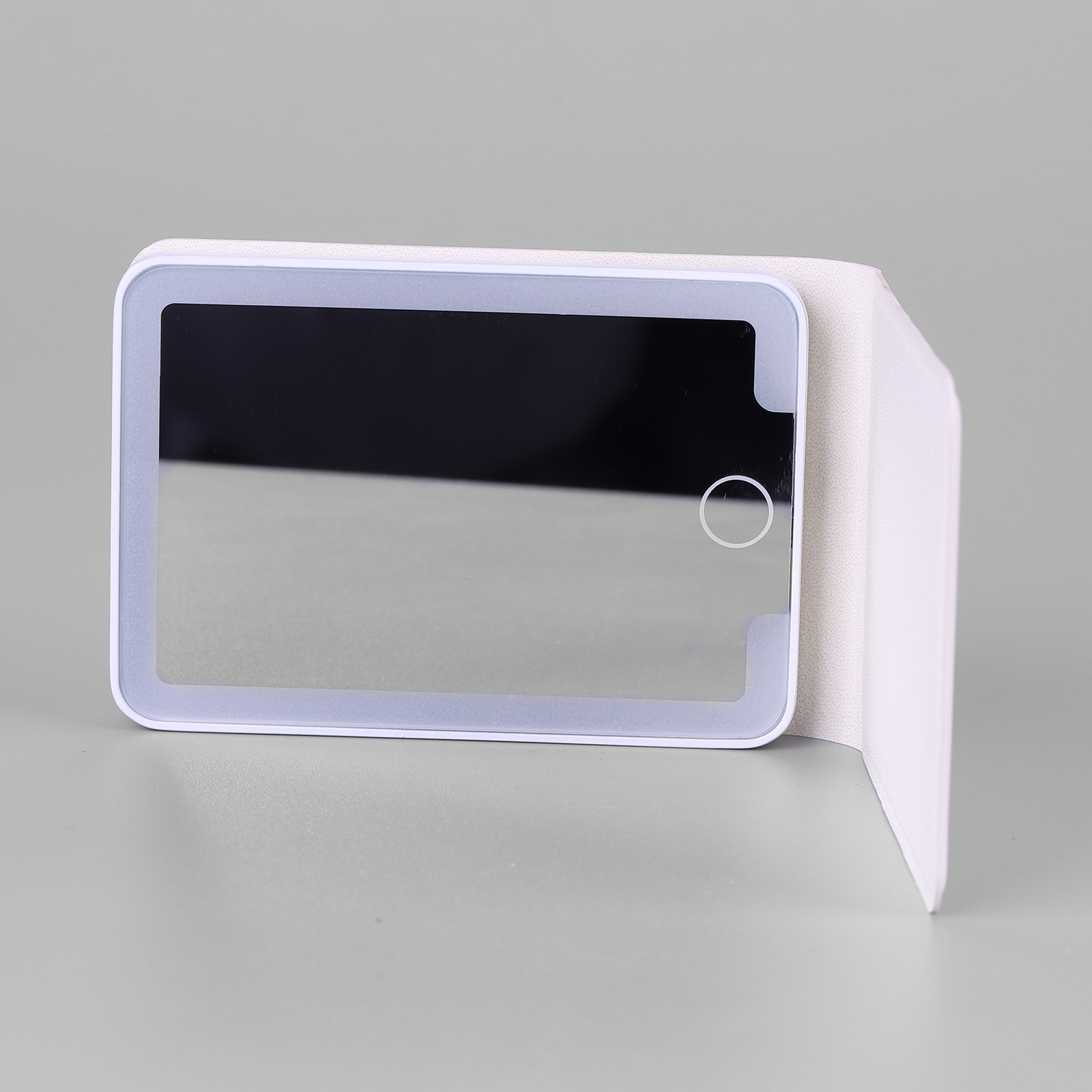 PU Leather Portable Rechargeable Led Touch Screen Dimmable Lighting Foldable Tabletop Makeup Vanity Mirror