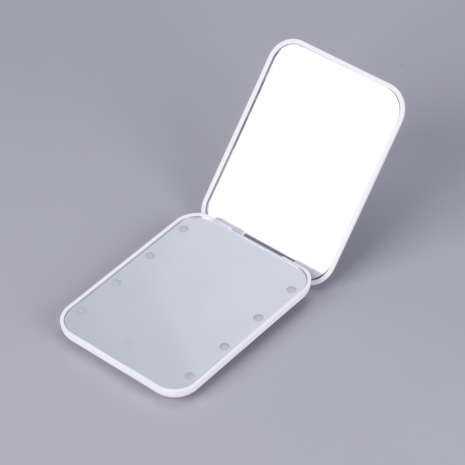 Portable Handheld Folding Cosmetic Mirror Led Light 2x Magnification Compact Travel Pocket Makeup Mirror