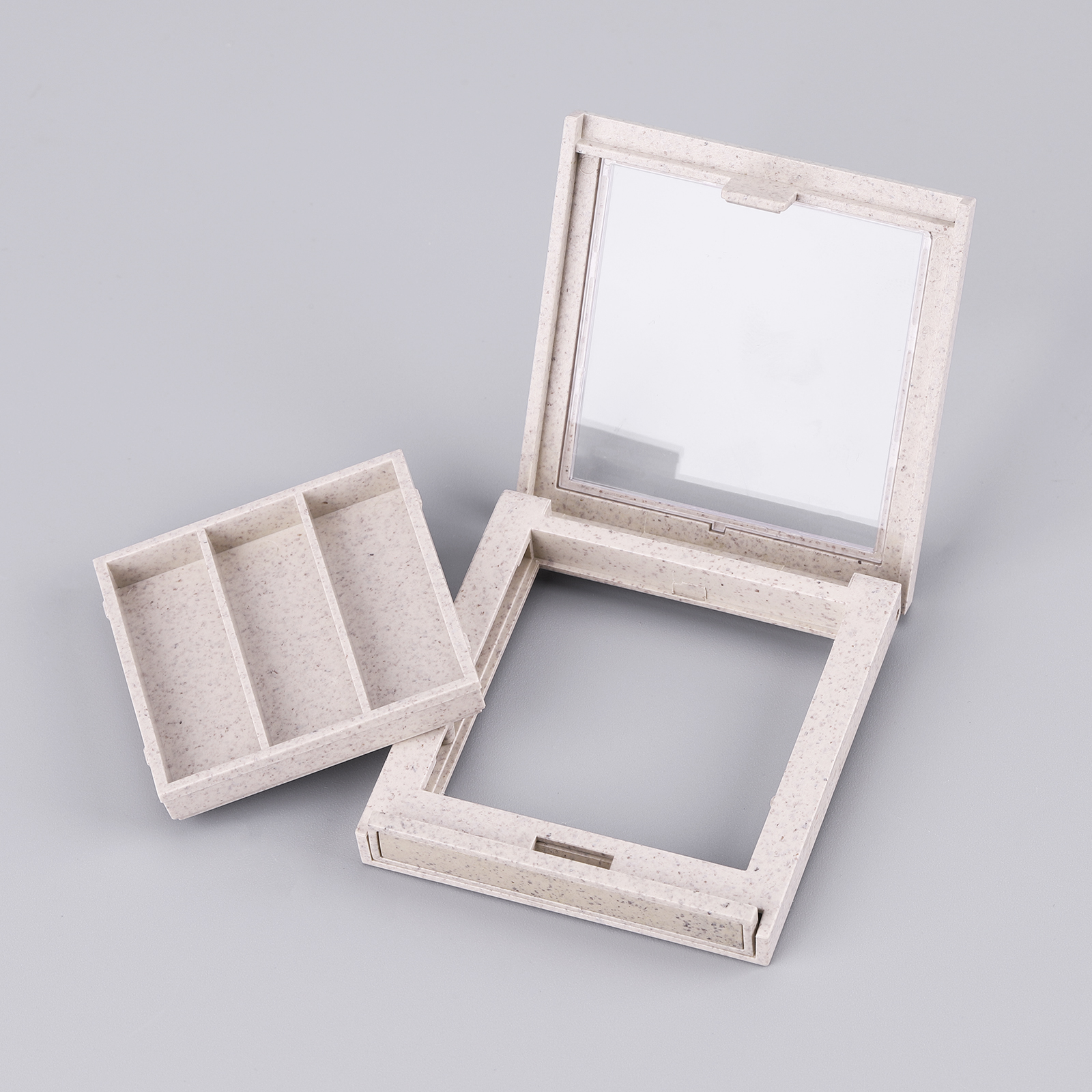 Refillable Cosmetic Packaging Square Empty Biodegradable Wheat Straw Makeup Compact Powder Case