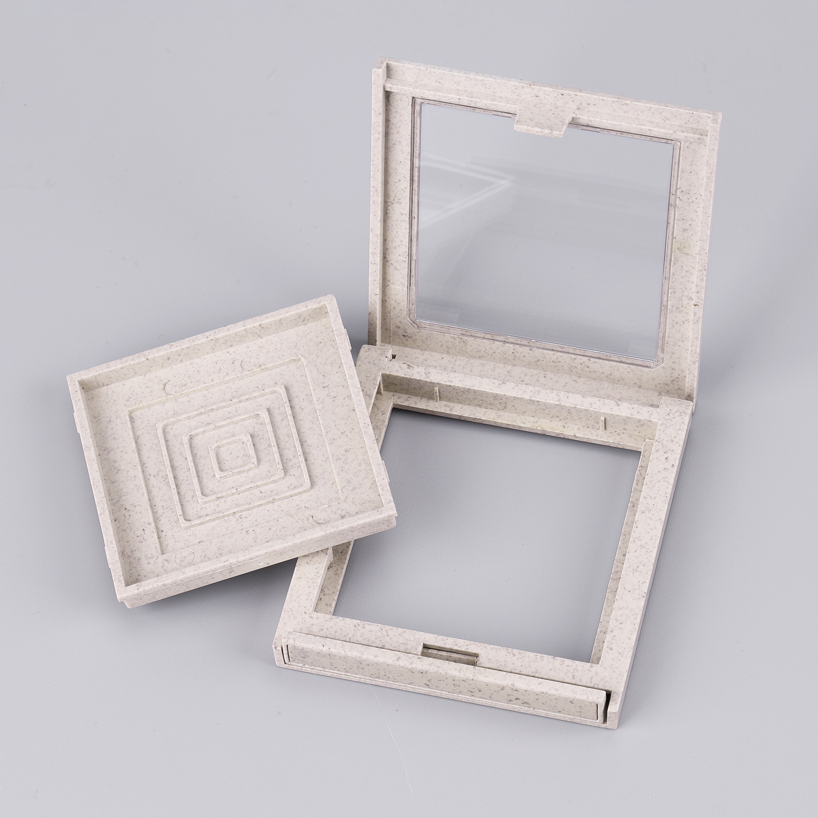 Refillable Cosmetic Packaging Square Empty Biodegradable Wheat Straw Makeup Compact Powder Case