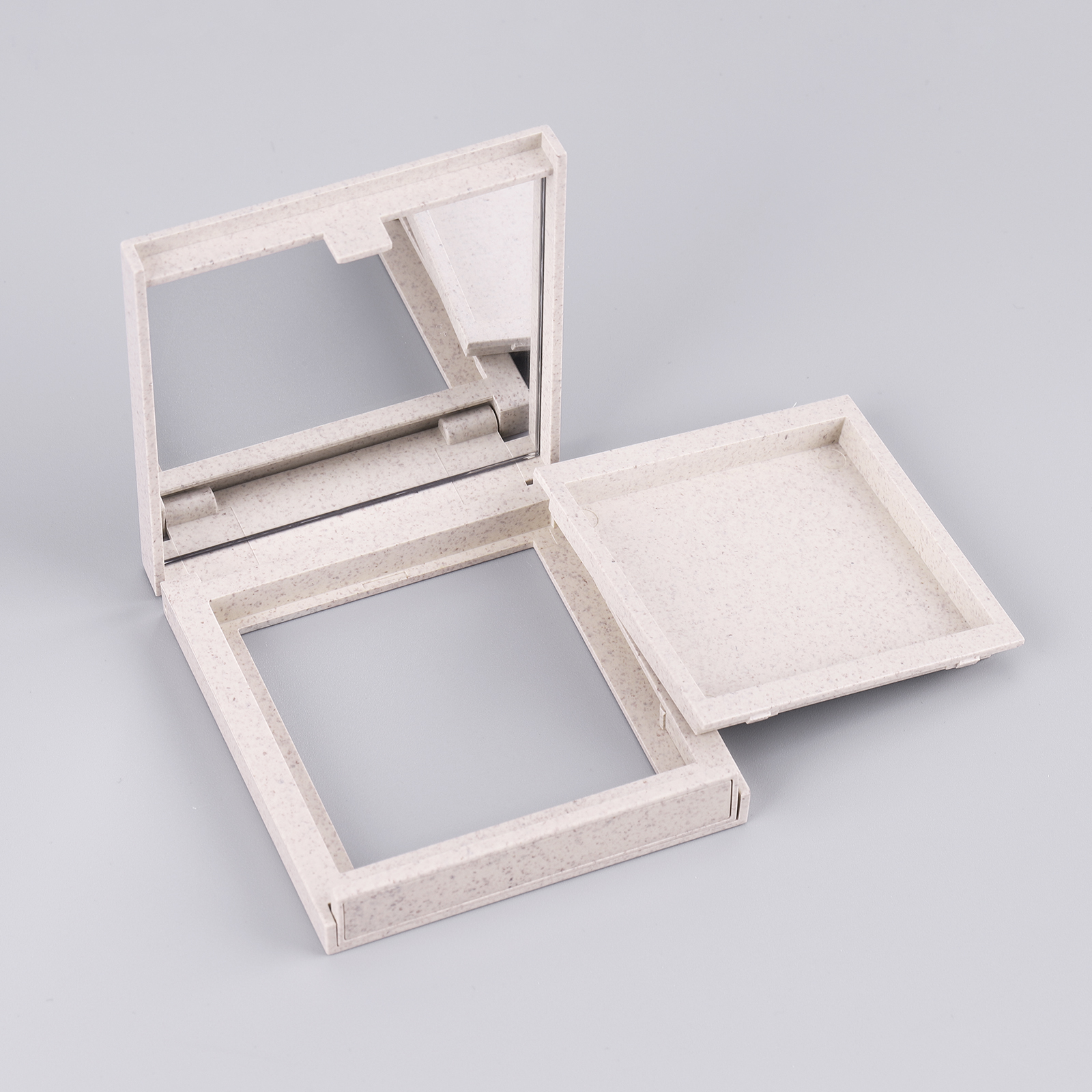 Refillable Cosmetic Packaging Square Empty Biodegradable Wheat Straw Makeup Compact Powder Case