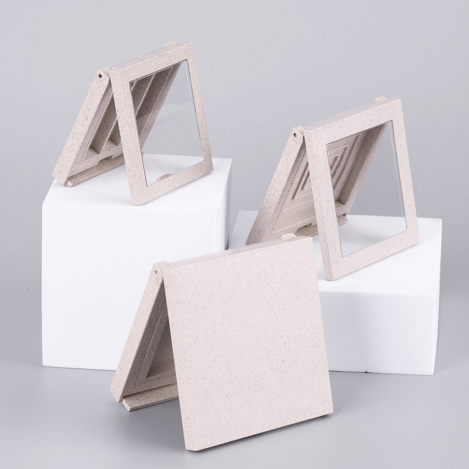 Refillable Cosmetic Packaging Square Empty Biodegradable Wheat Straw Makeup Compact Powder Case