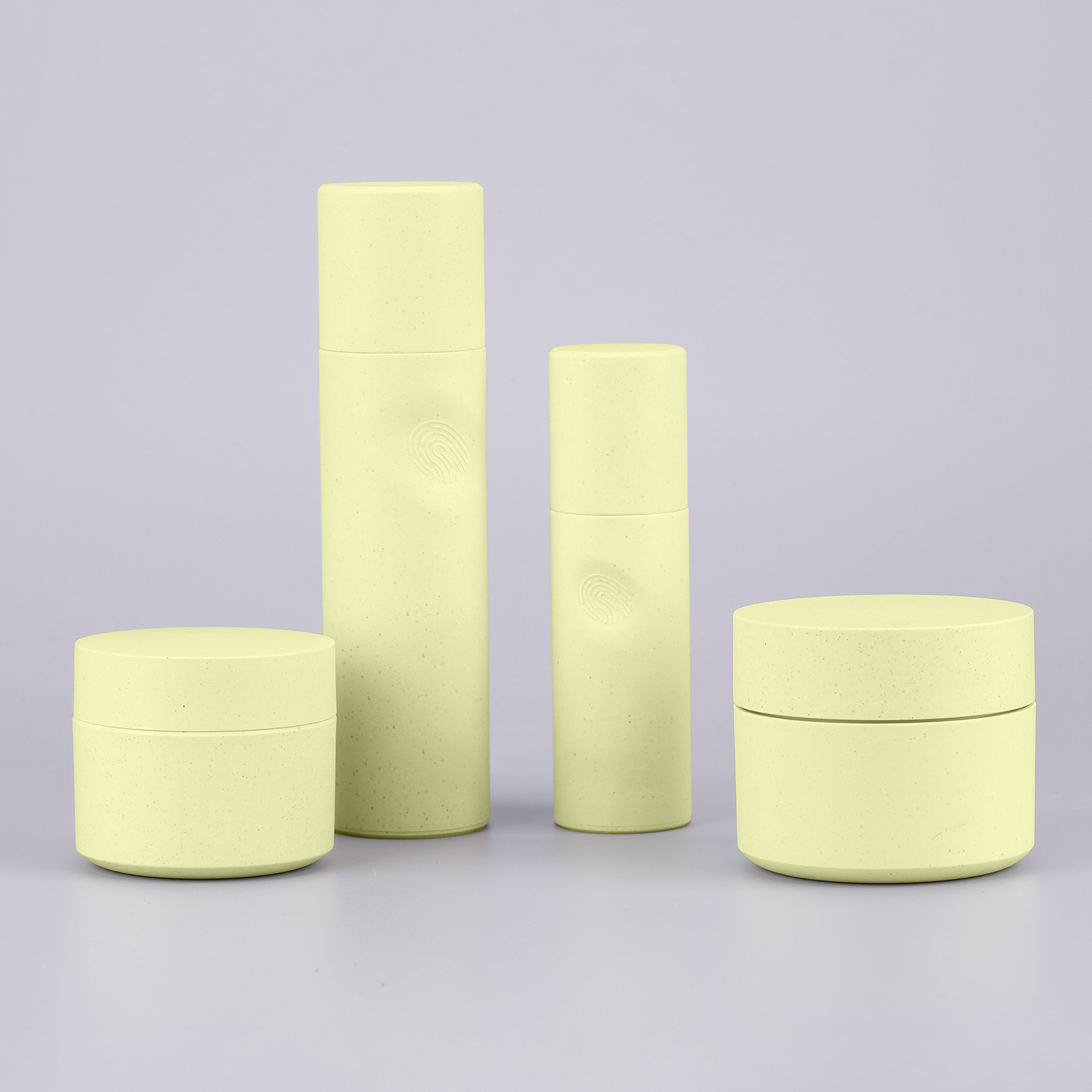 Biodegradable PMU Cosmetic Packaging Eco-friendly Lotion Pump Bottle 30ml 50ml 100ml Round Cosmetic Jar With Spoon