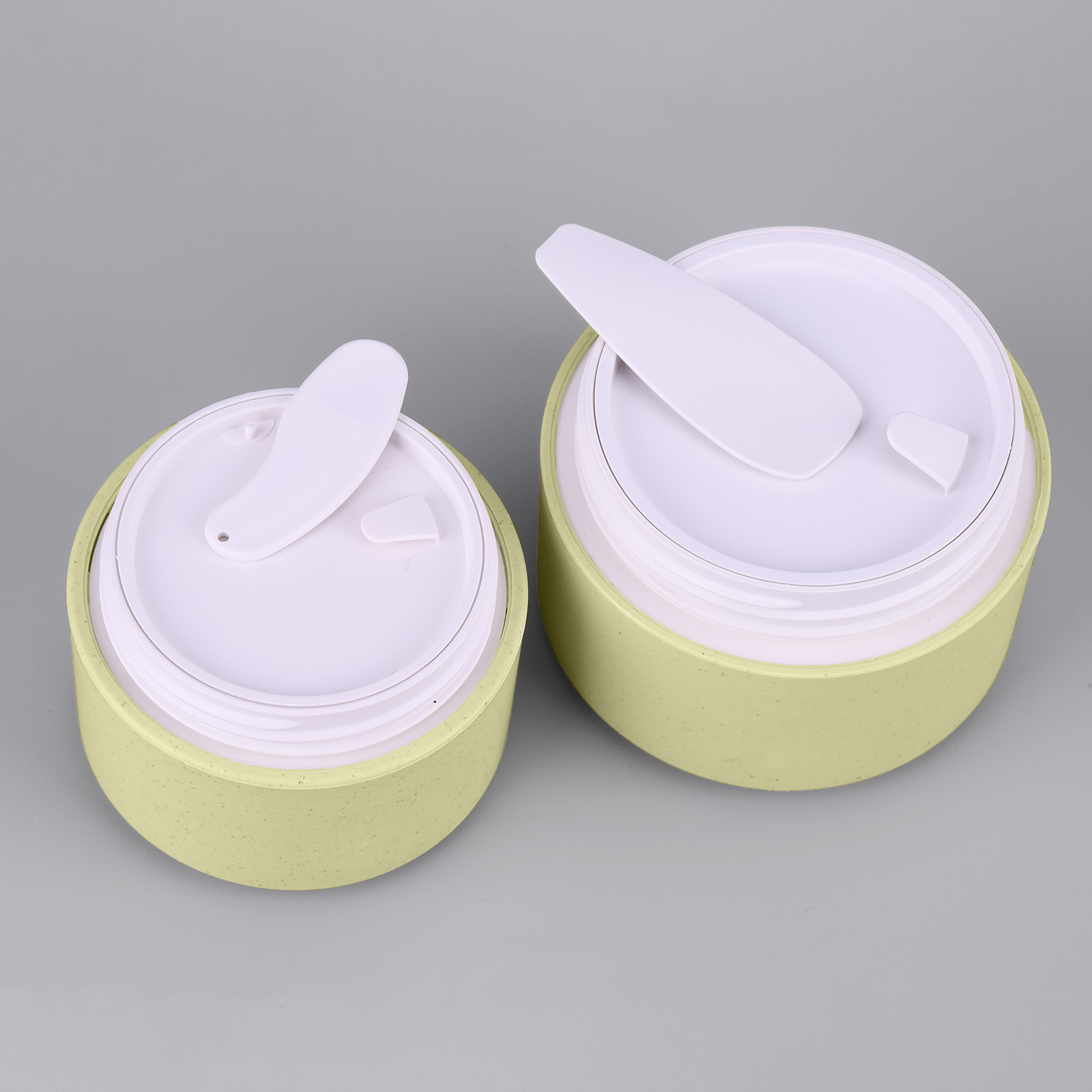 Biodegradable PMU Cosmetic Packaging Eco-friendly Lotion Pump Bottle 30ml 50ml 100ml Round Cosmetic Jar With Spoon