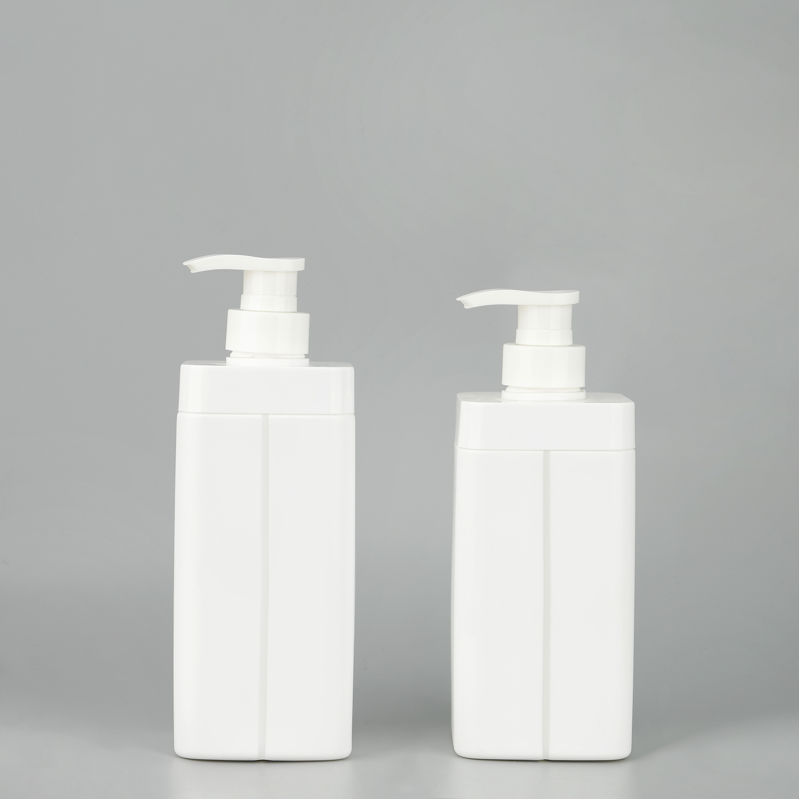 Custom 500ml 800ml Square HDPE Plastic Shampoo Container Cosmetic Bottle Packaging With Lotion Pump