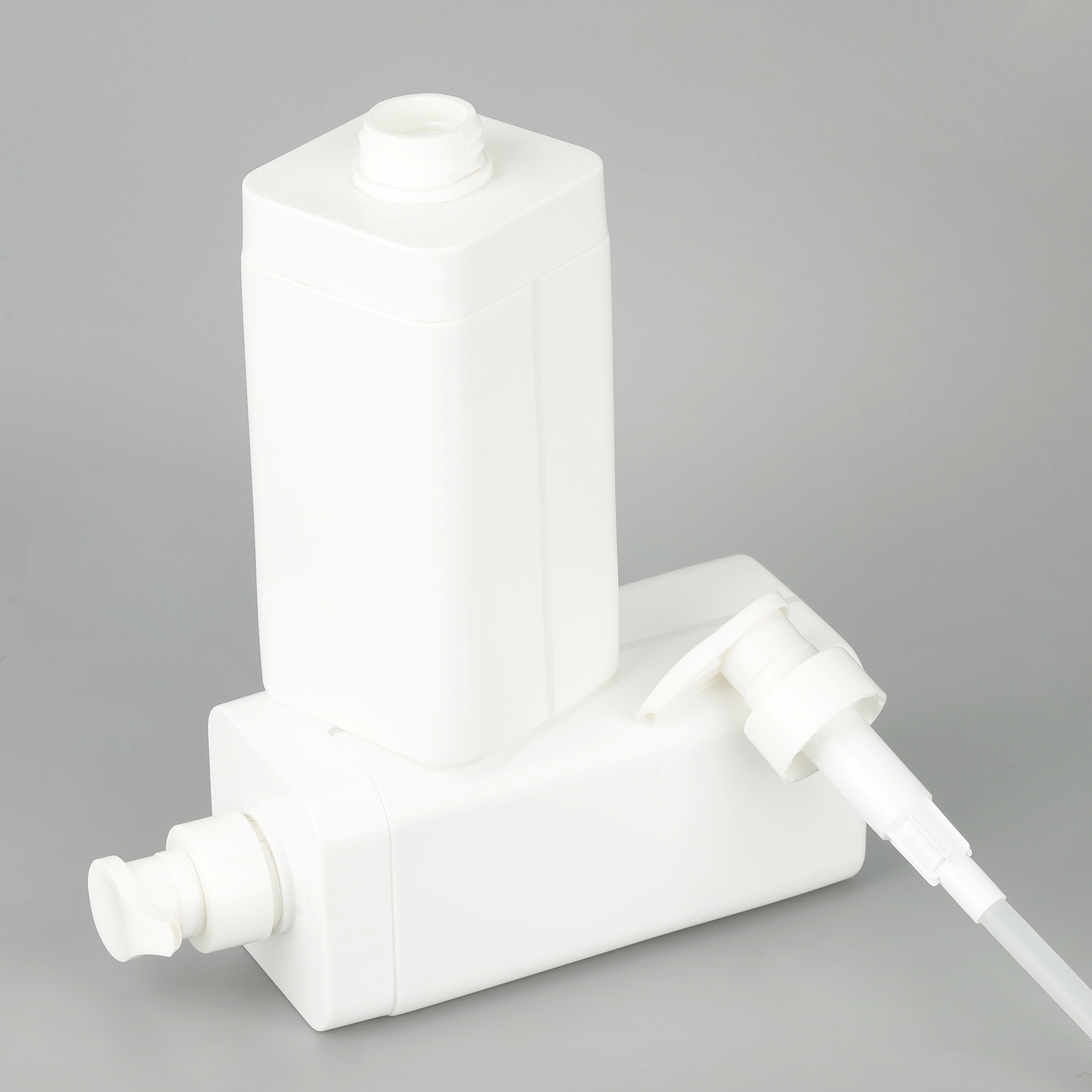 Custom 500ml 800ml Square HDPE Plastic Shampoo Container Cosmetic Bottle Packaging With Lotion Pump