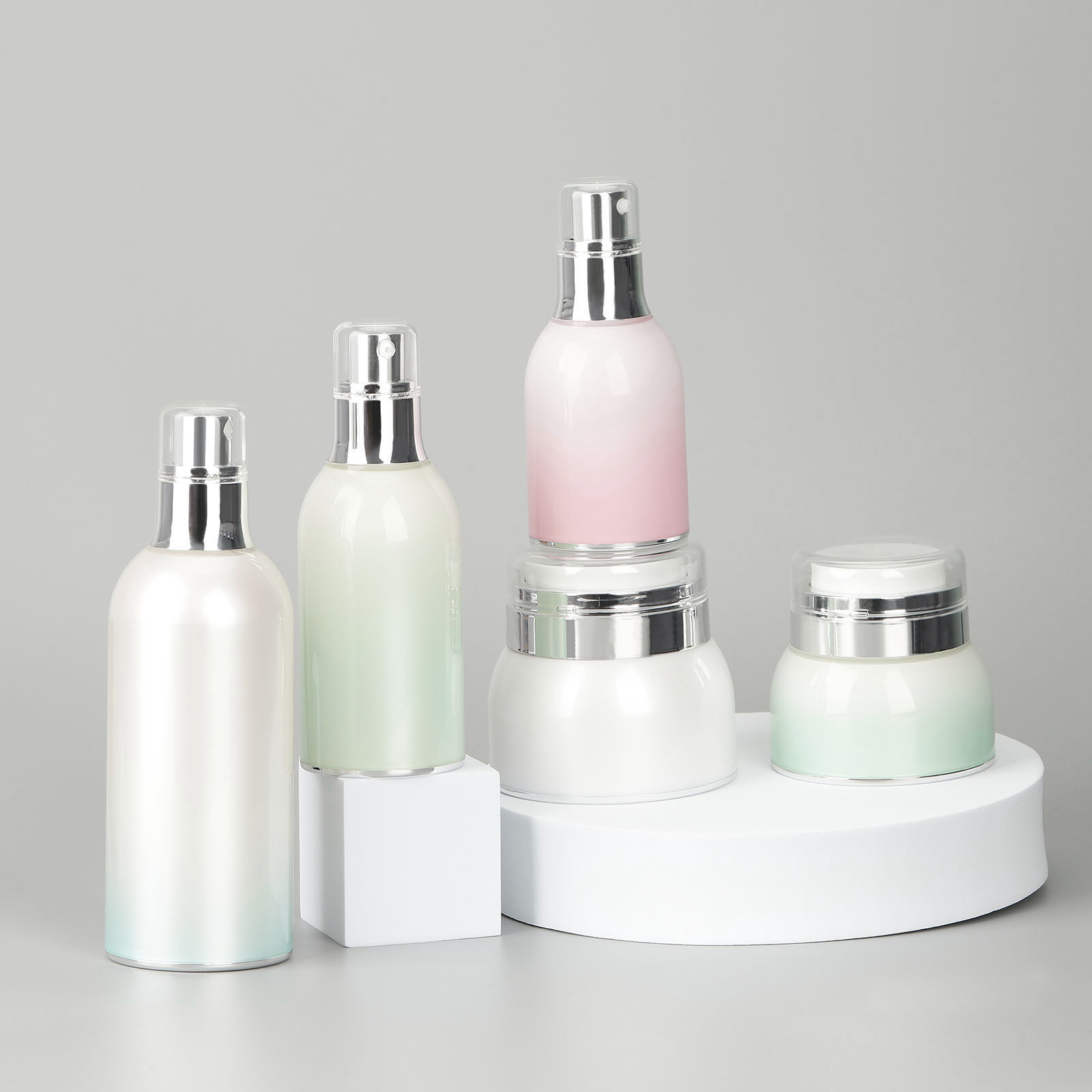 Gradient Color Empty PMMA Skin Care Packaging Set Acrylic Airless Pump Bottle for Lotion and Cream