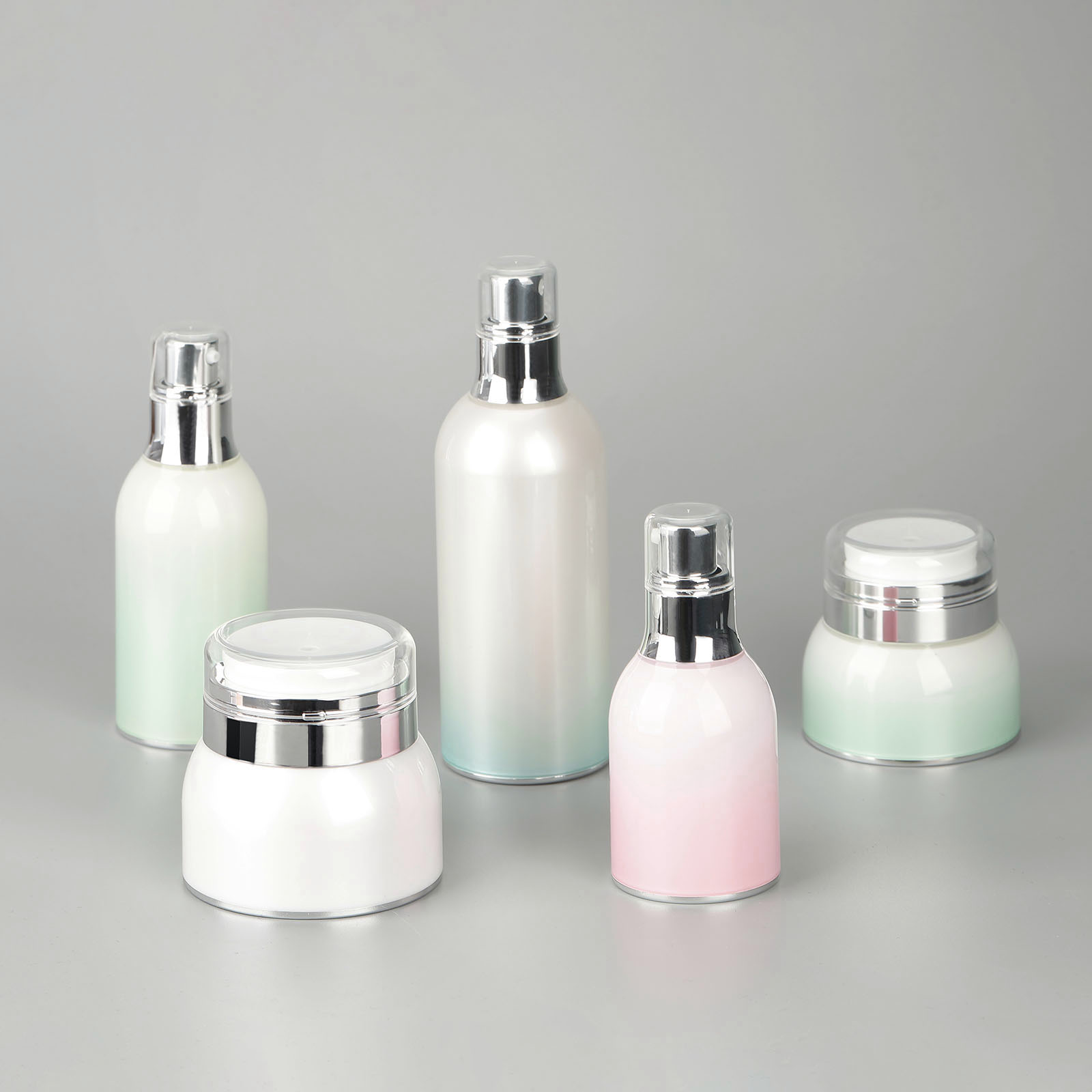 Gradient Color Empty PMMA Skin Care Packaging Set Acrylic Airless Pump Bottle for Lotion and Cream