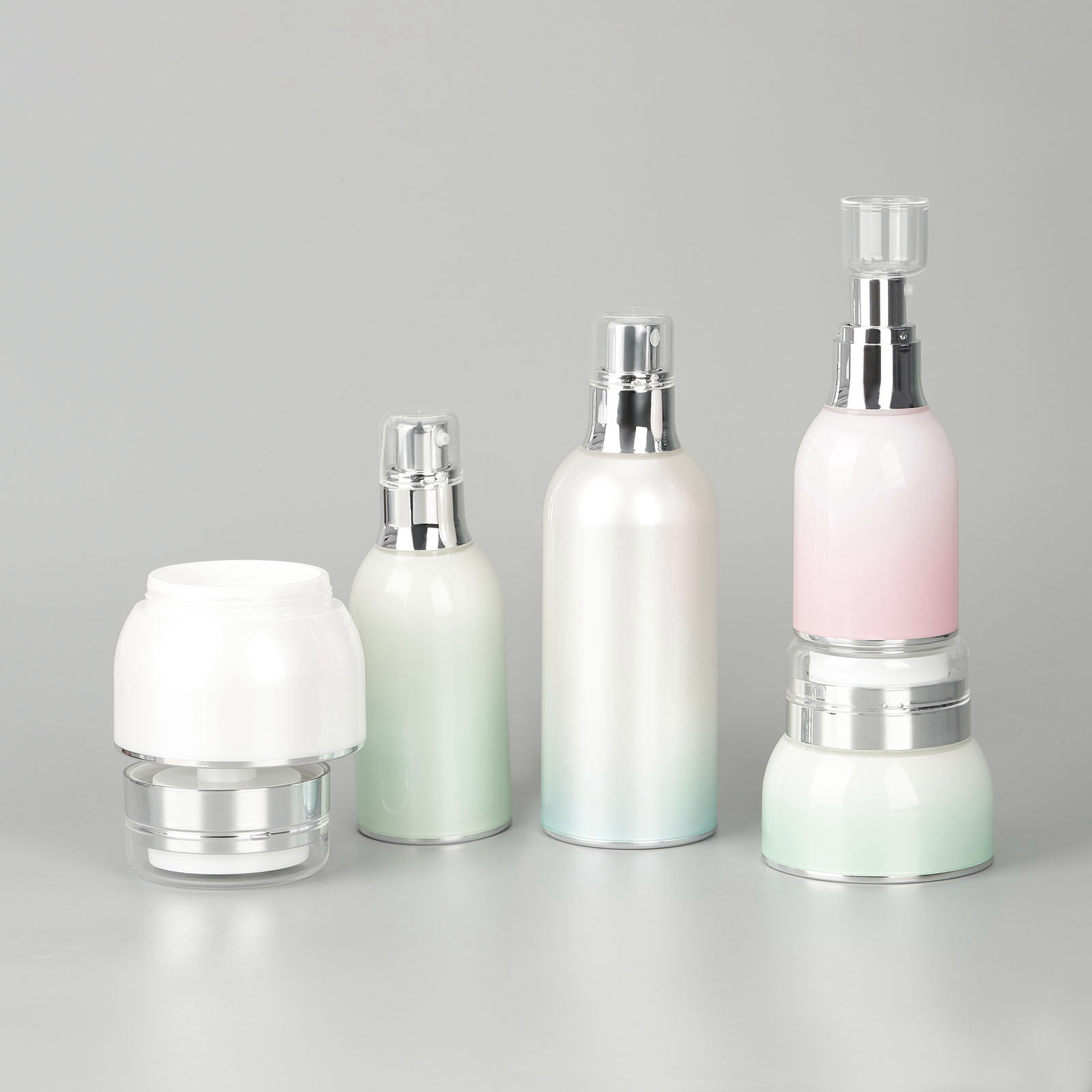 Gradient Color Empty PMMA Skin Care Packaging Set Acrylic Airless Pump Bottle for Lotion and Cream