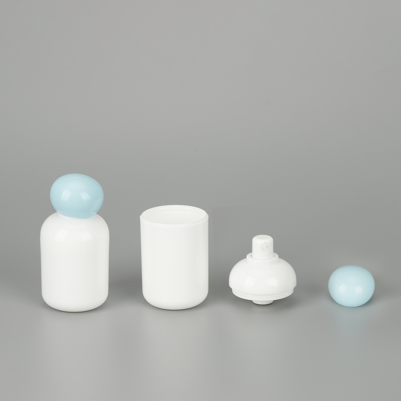 Round Boston Recyclable PP Face Cream Body Lotion Container Plastic Airless Pump Bottle With Ball Cap