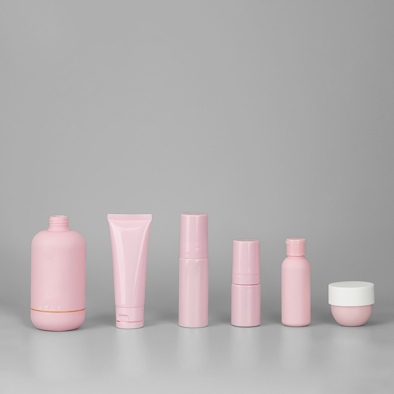 Custom Luxury Pink Toner Lotion Shampoo Bottle Hand Cream Jars Skin Care Set Container Plastic Cosmetic Packaging